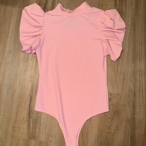 Pink Puff Sleeve Kids One Piece